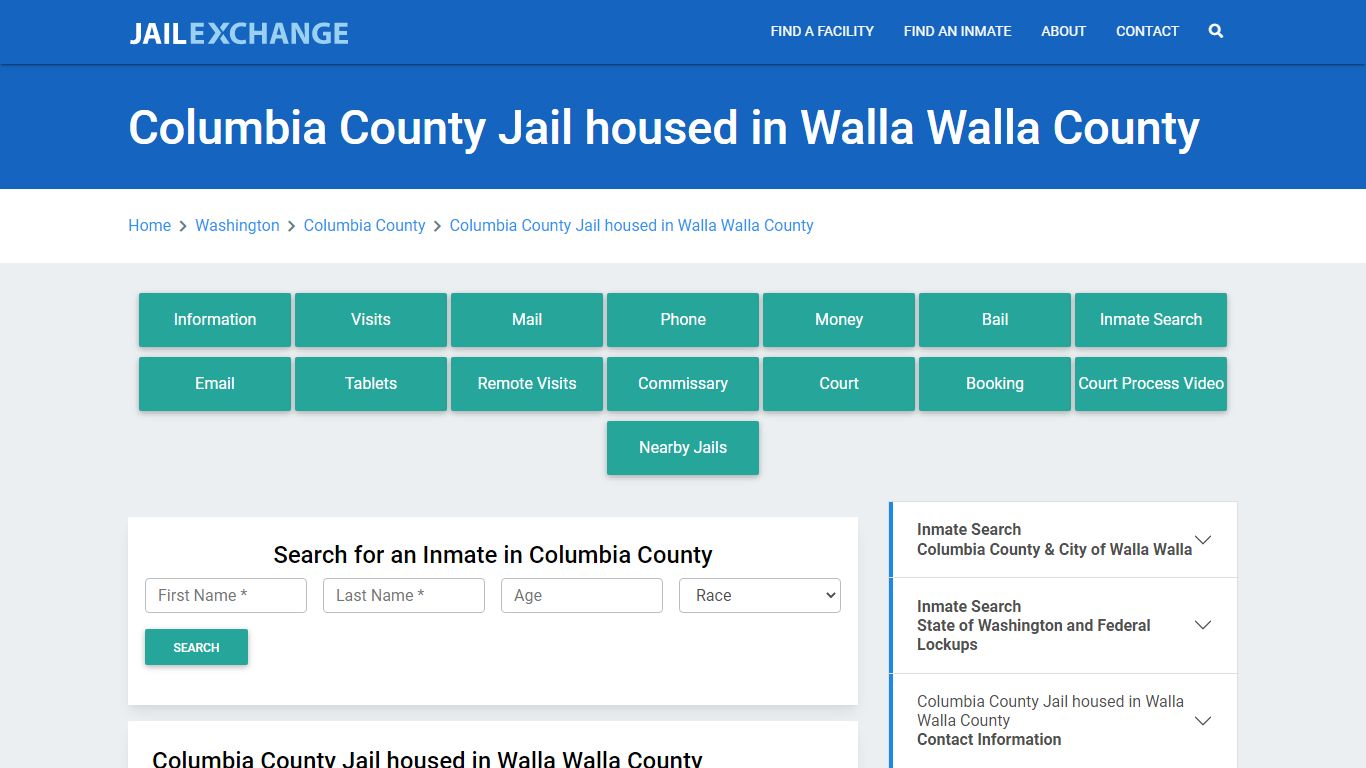 Columbia County Jail housed in Walla Walla County - Jail Exchange