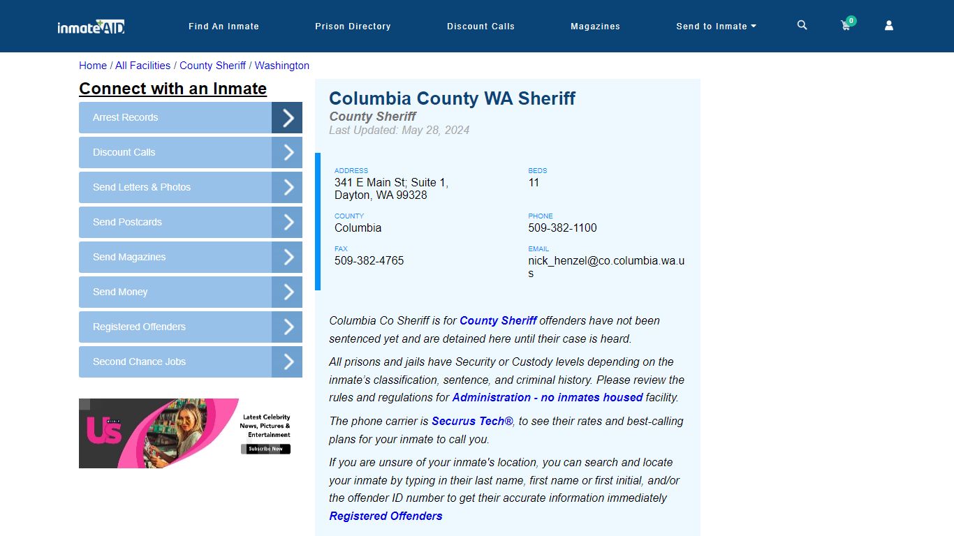 Columbia County WA Sheriff & Arrest Search - InmateAid